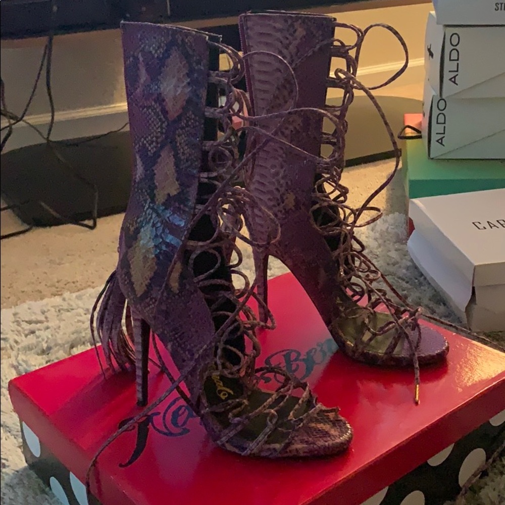 Purple Snake Skin Heels